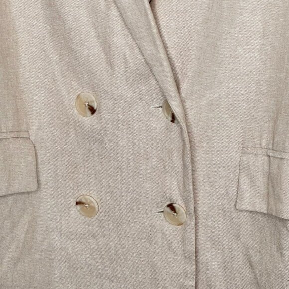 NEW Old Navy Womens 2X Double-Breasted Linen-Blend Blazer Beige Lightweight - Picture 6 of 9